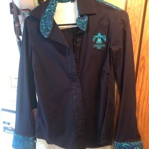 Thunderbird brand rodeo shirt navy blue medium